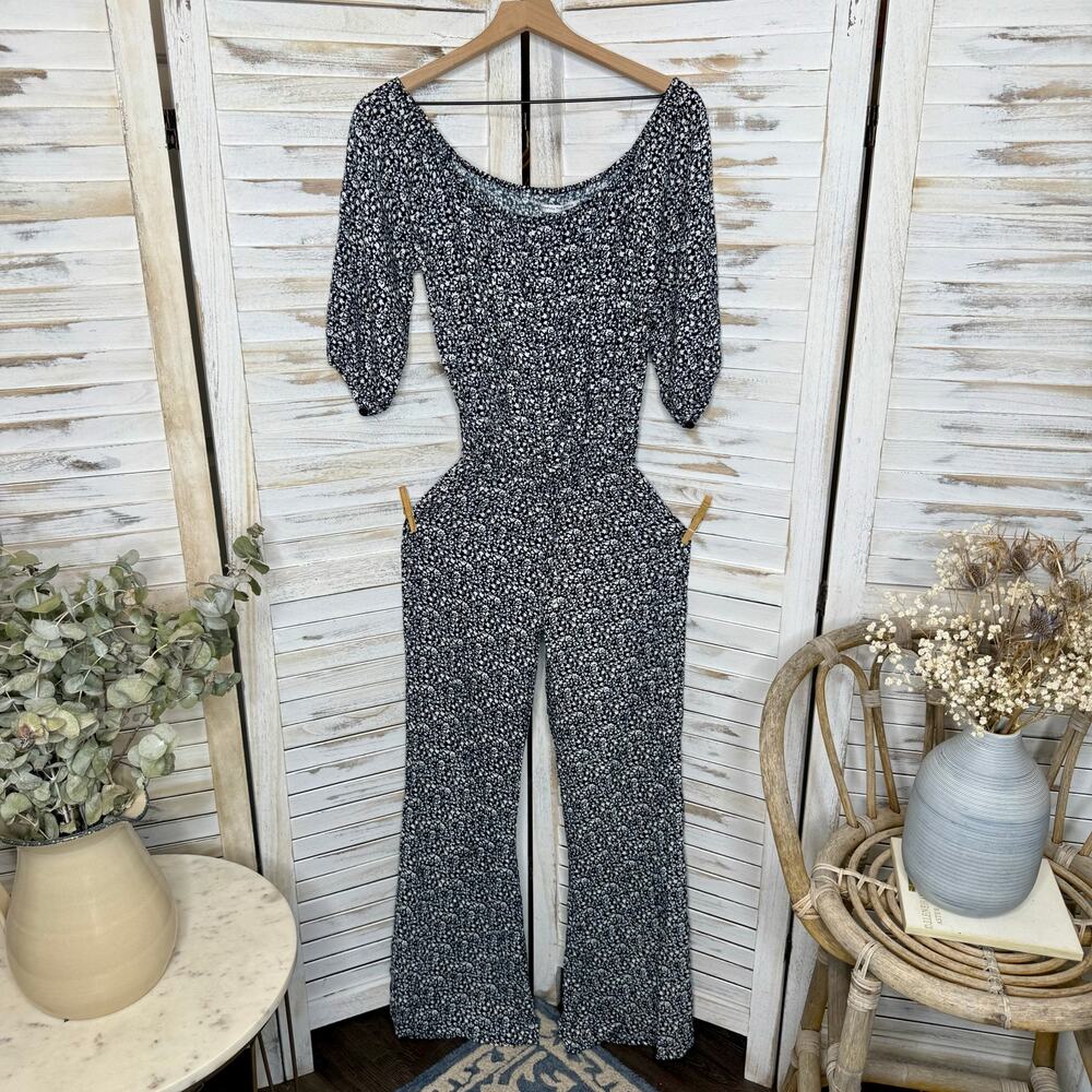 FAITHFUL THE BRAND Women's Size Small Urban Jumpsuit Flare Leg Winter Tales Navy - Picture 12 of 16